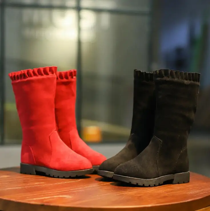 KKABBYII 2018 Autumn Children Pu Leather Boot Baby Girl Fashion Knee High Princess Toddler Black Red Brand Shoe |