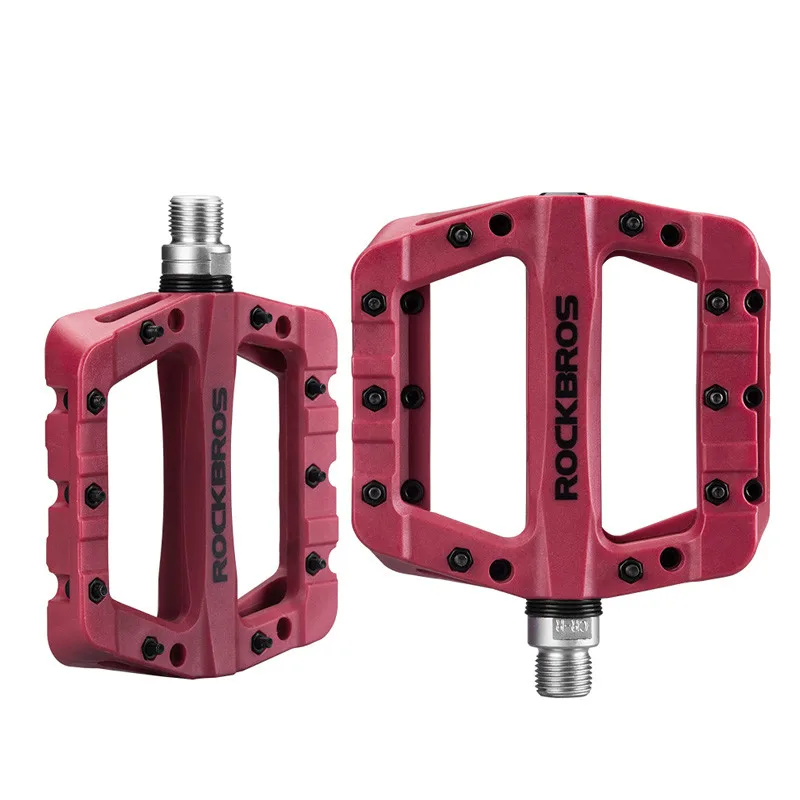 Nylon Red ROCKBROS, сверхлегкие, профессиональные, высокое качество, MTB, горный, BMX, велосипедные педали, Велоспорт, герметичный подшипник, педали, педали, 5 цветов - Цвет: Nylon Red