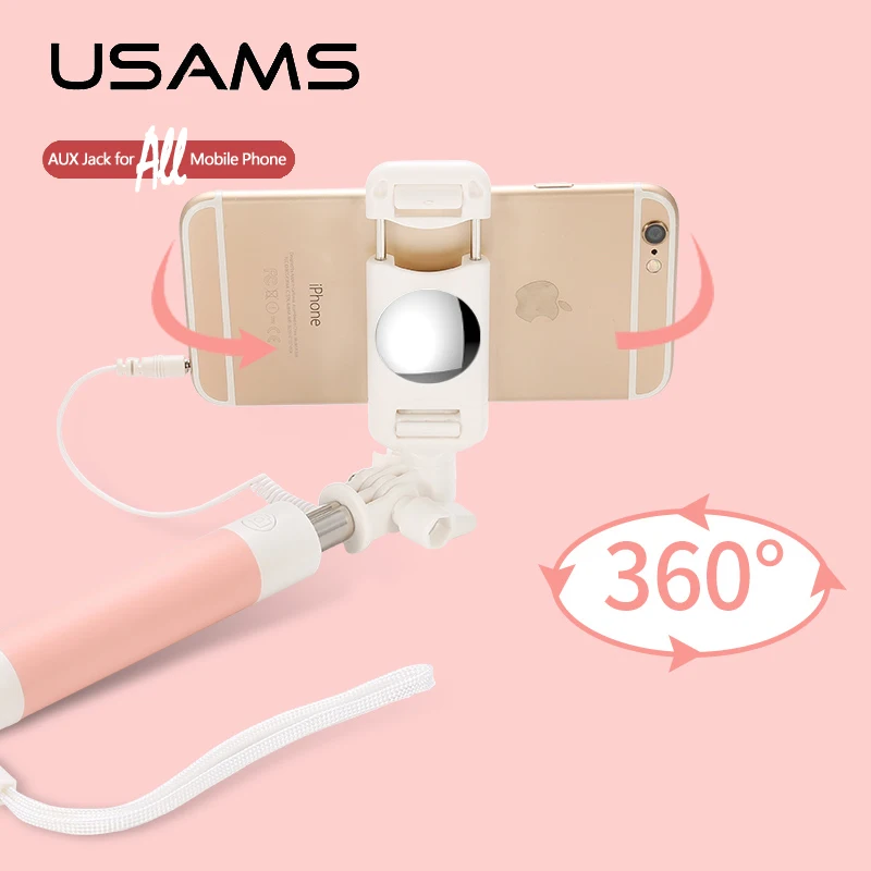 Селфи палка USAMS проводной выдвижной ручной монопод Штатив селфи зеркало для iPhone 4