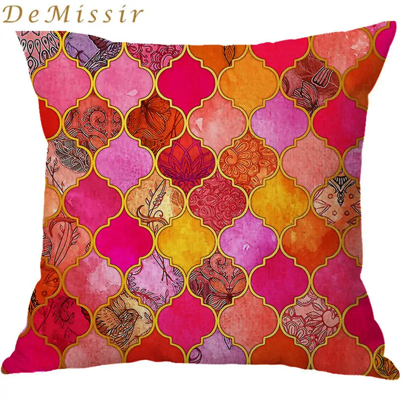 

Wholesale Colorful Geometric Pattern 45x45cm Cushion Covers Cotton Linen Square throw Pillow Cases Sofa Car Home Decoration