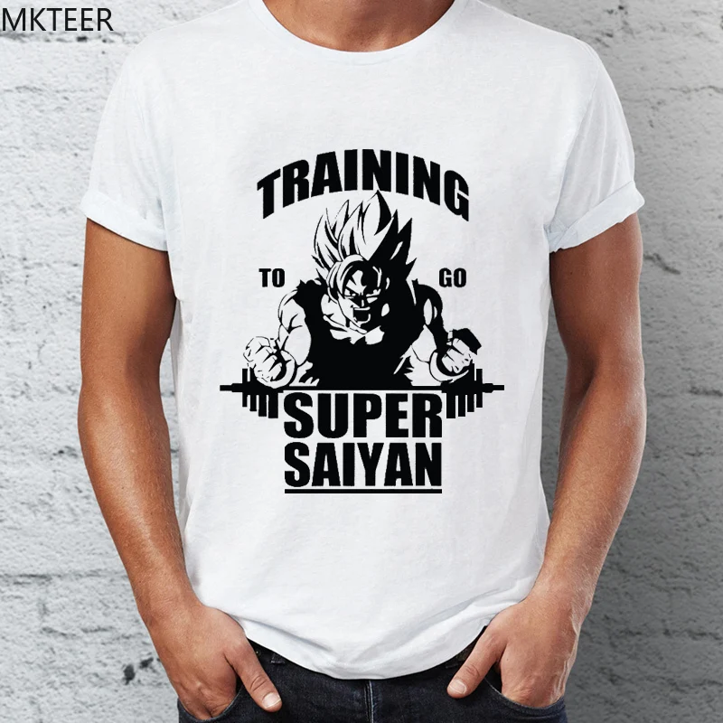 Супер Saiyan шаблон летняя футболка Dragon Ball Модные мужские футболки креативный хип хоп Уличная брендовая одежда Топ