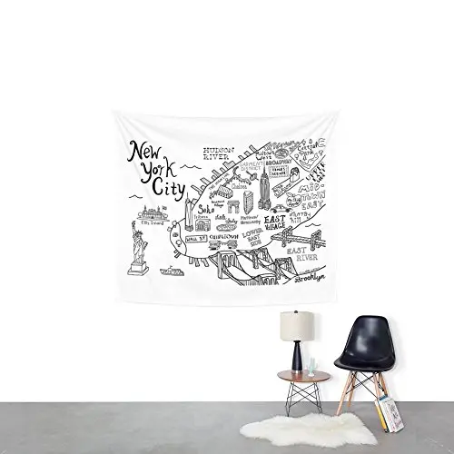 New York City Map Wall Tapestry Hanging For Decoration Fashion | Дом и сад