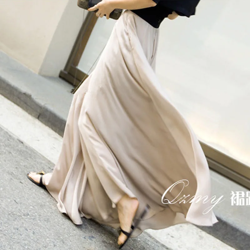 Повседневные атласные расклешенные брюки-макси с широкими штанинами Женские