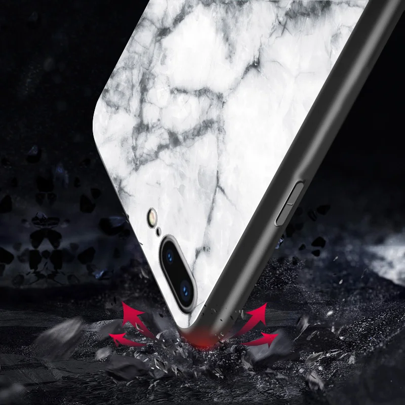 Для iPhone Xs max Xr 7 8 6s Plus чехол для телефона мраморный Гладкий закаленное стекло