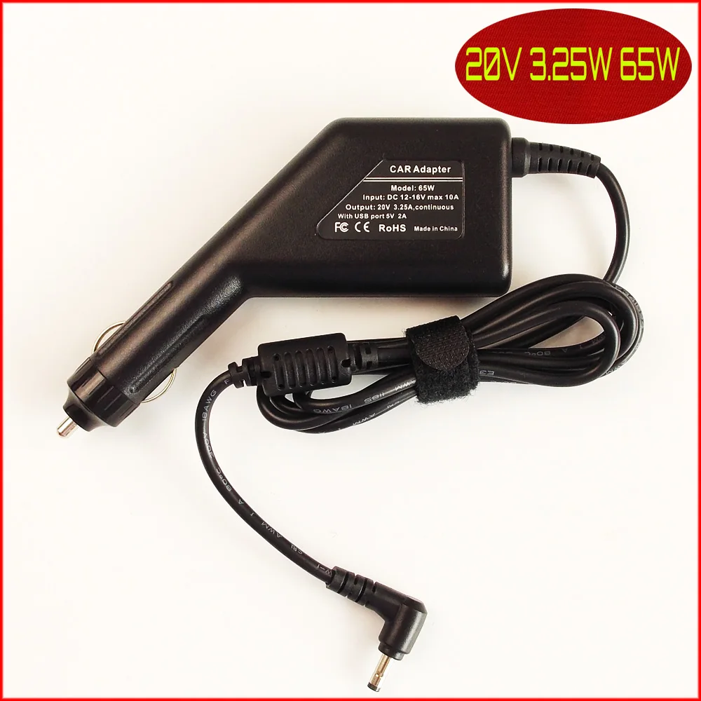 Ноутбук DC Power автомобильное зарядное устройство 20V 3.25A + USB для Lenovo Ideapad 310-15IAP 80TT