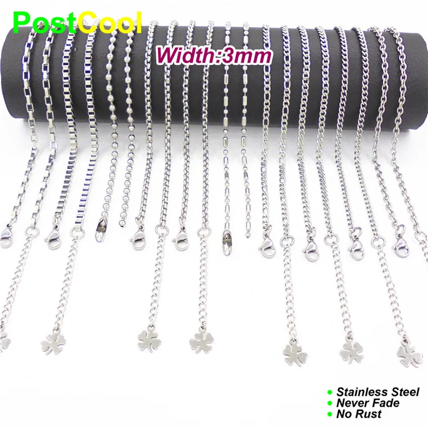 Ожерелье цепочка из нержавеющей стали диаметром 3 мм и длиной 16 18 20 24 28 32 36