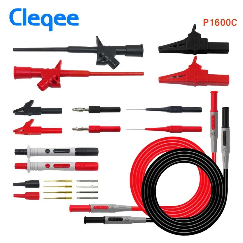 

Cleqee P1600C/D/E/F 18 en 1 enchufable sonda de prueba kit de sonda IC gancho de prueba Fluke BNC-cable de prueba