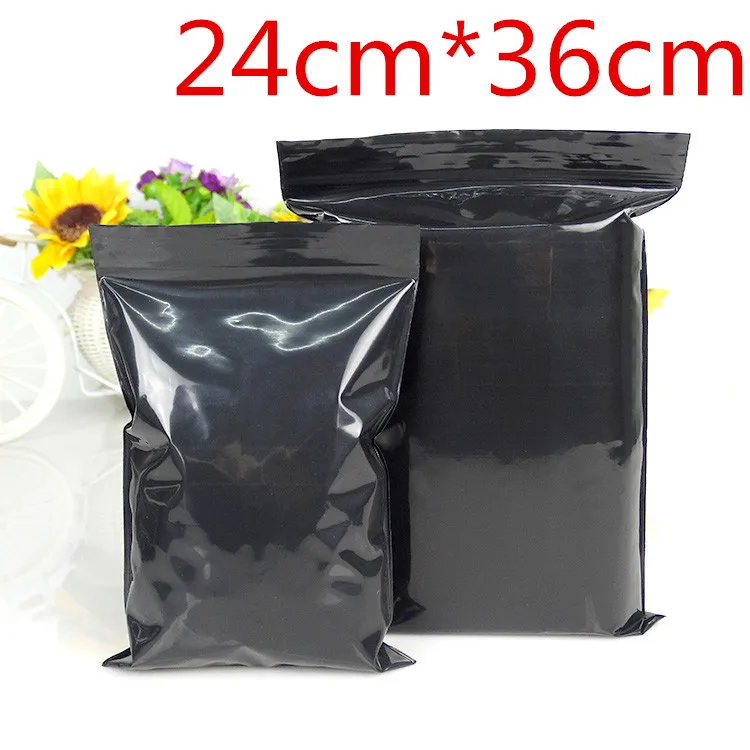 

50Pcs/Lot 24cm*36cm Black Zip Lock Resealable Ziplock Grip Seal Plastic Retail Package Bag Zipper Top Storage Packing Pouches
