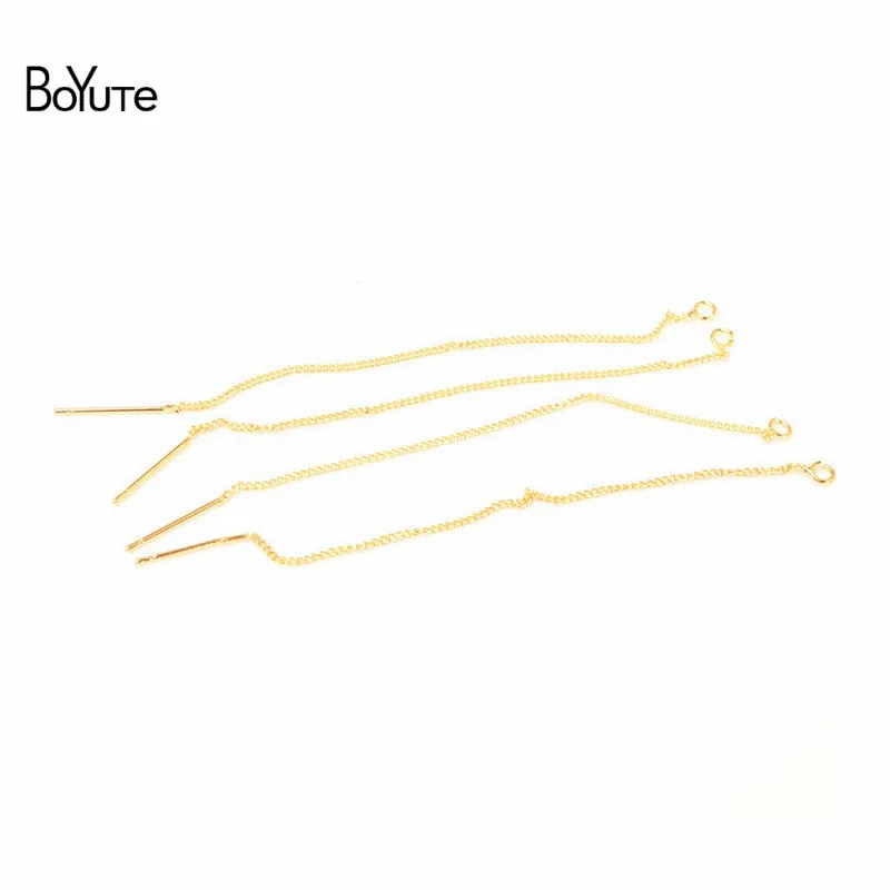 

BoYuTe One Pair Real Gold Plated Chain Ear Wires Earrings Diy Jewelry Accessories Handmade Materials
