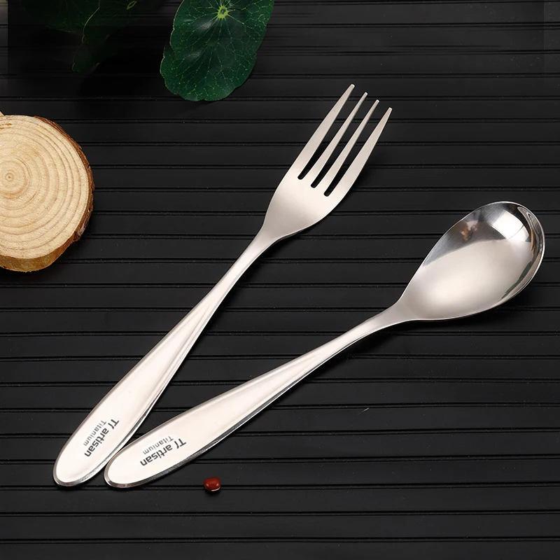 

Tiartisan Pure Titanium Spoon Fork Cutlery Set Lightweight Dinner Cutlery Outdoor Picnic Tableware Polished Spoon Fork Ta8118P