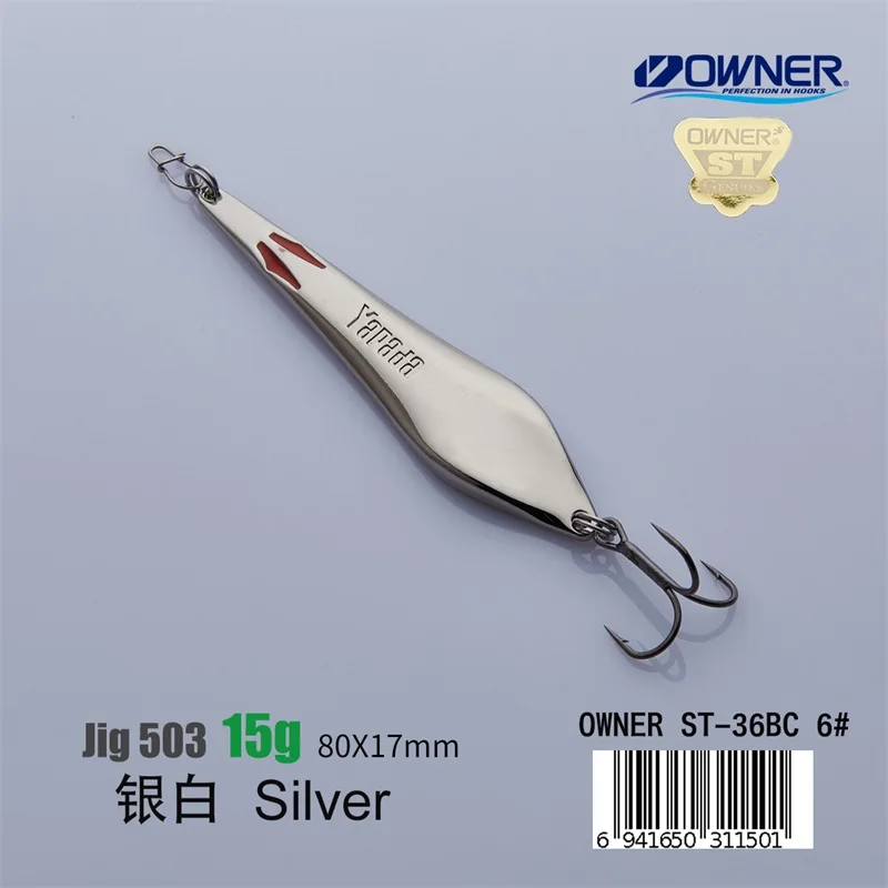 Silver 15g YAPADA Jigging 503 Demon Fox 10 г/15 г владелец тройной крючок 70-80 мм перо Многоцветный Металлический цинковый сплав рыболовные приманки для окуня - Цвет: Silver 15g