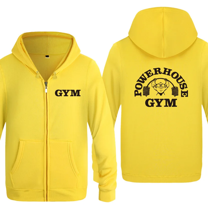 Толстовки на молнии для мужчин Powerhouse Muscle fitness Бодибилдинг мужская толстовка с капюшоном из флиса с длинным рукавом Мужская куртка Пальто Толстовка спортивный костюм - Цвет: 12