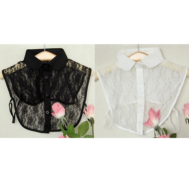 Женский Галстук бабочка белый и черный кружевной винтажный съемный воротник