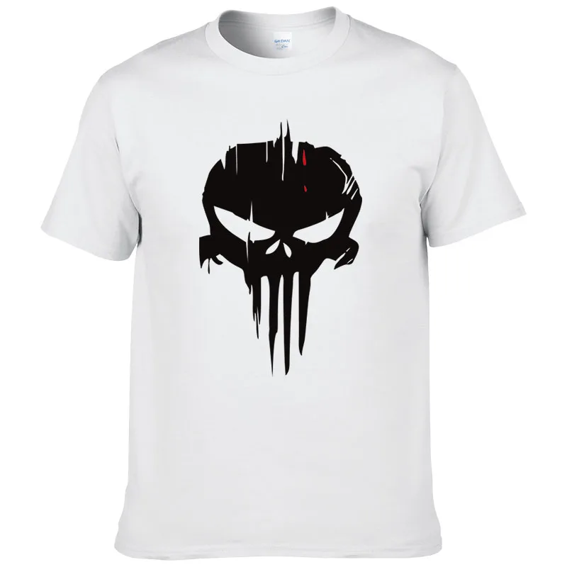 Каратель с принтом черепа Мужская футболка Мода 2017 Лето короткий рукав хлопок