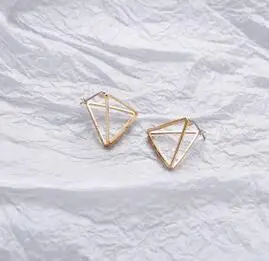 large 002 gold Европейский и американский минималистичный панк Комплект сережек для женщин геометрические 3D треугольные полые многоугольные Серьги Brincos вечерние ювелирные изделия - Окраска металла: large 002 gold