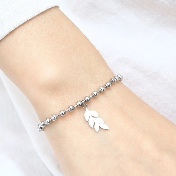 Листовой завод натуральный стиль ювелирное изделие браслет из нержавеющей стали