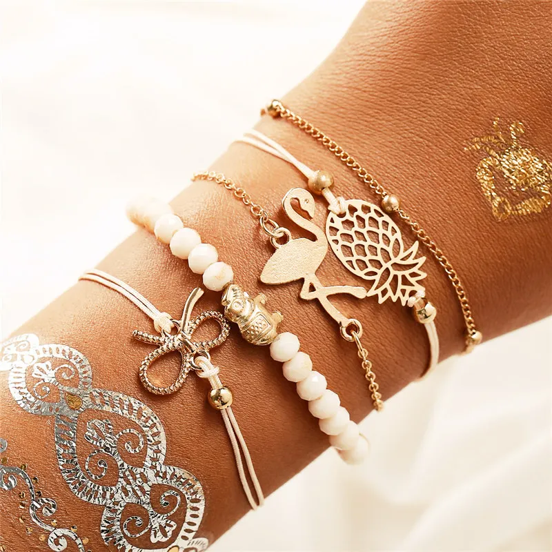 Женский браслет с подвеской IF ME винтажный Набор браслетов из камней и жемчужин