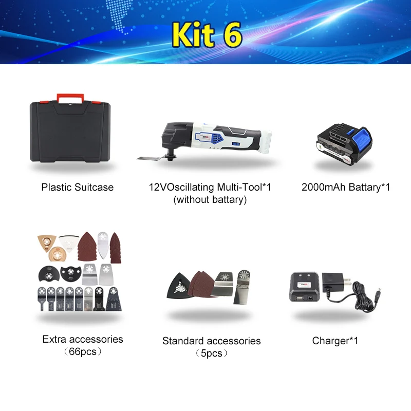 Kit 6 NEWONE 12 в 2000 мАч литий-ионный Многофункциональный Осциллирующий набор инструментов Многофункциональный Инструмент Электроинструмент Электрический триммер пилы аксессуары - Цвет: Kit 6