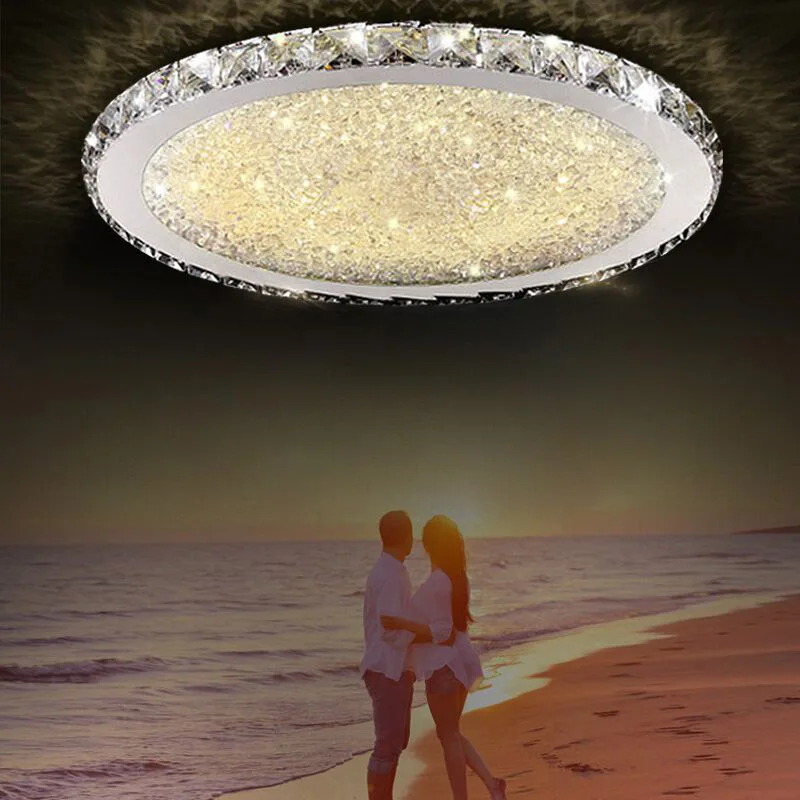 Современная круглая потолочная светодиодная лампа креативный хрустальный