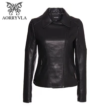 AORRYVLA Brand Faux PU Leather Jacket For Women Spring 2020 Black Short Full Sleeve Zippers Bike Ladies Basic Jackets Hot Sale
