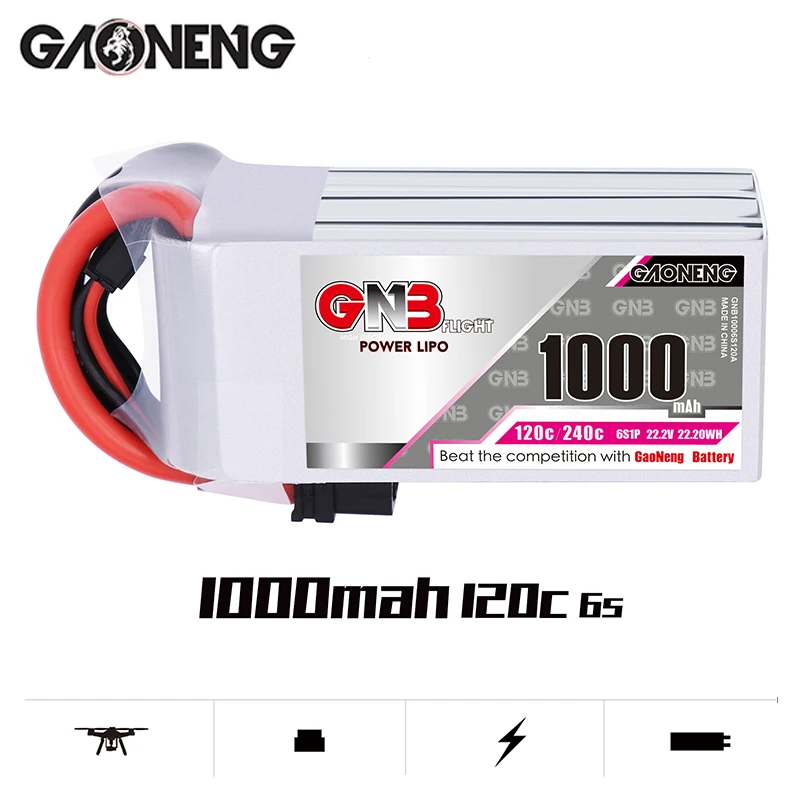 Новый Gaoneng GNB 1000 мАч 6S 22 2 в 120C/240C Lipo аккумулятор XT60 разъем для полной скорости