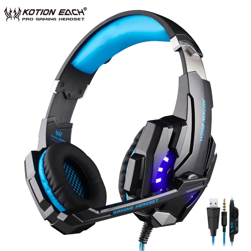 KOTION EACH G9000 Игровые наушники с шумоподавлением и микрофоном для игр на ПК, PS4, Xbox One и ноутбуках.