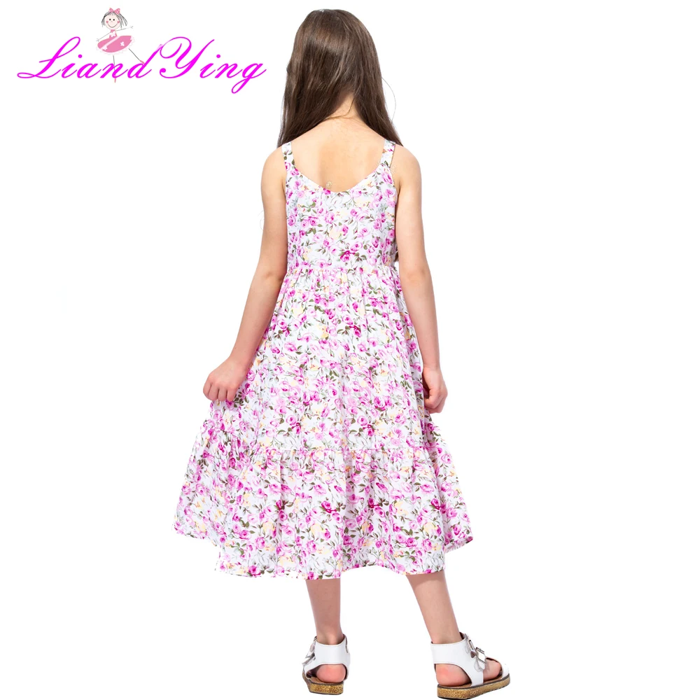 Flower Girl Dress Pink Floral Chiffon Maxi 2022 Summer Princess Wedding Party Gowns Kids Clothes Size 2-12Y | Детская одежда и