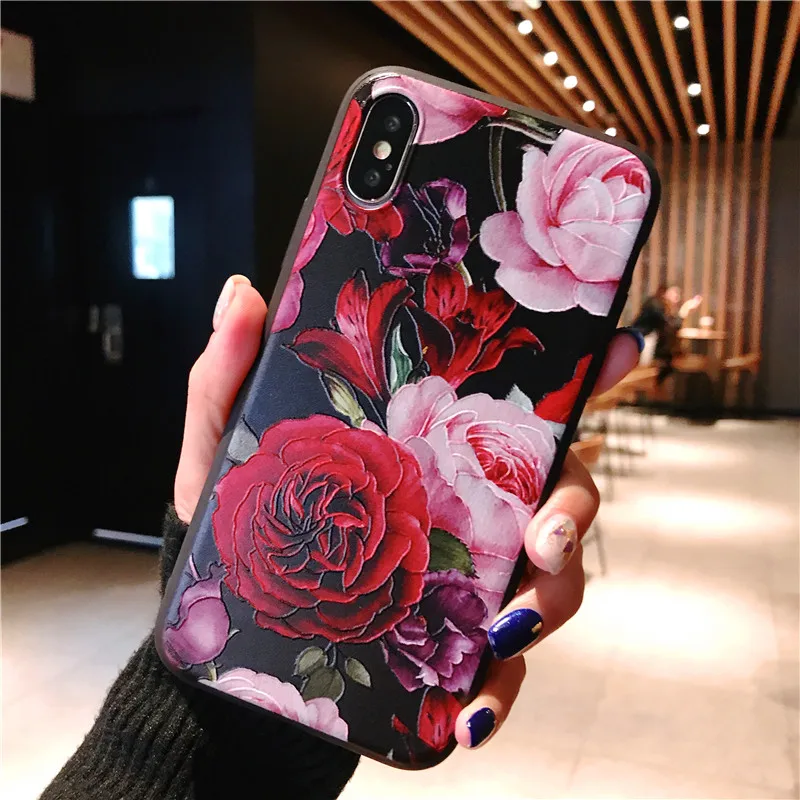 Силиконовый чехол с цветком для телефона s Iphone 6 S 7 8 Plus XS Max XR X мягкий силиконовый