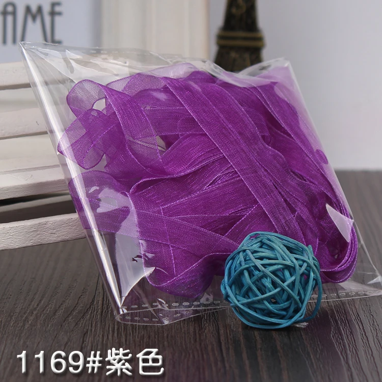 10 м/лот 1 см прозрачные шифоновые ленты из органзы DIY ручной работы товары для рукоделия подарочная упаковка украшения белые ленты - Цвет: Фиолетовый