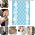 1 шт. Большой 21x15 см хна временная татуировка наклейка белый цвет GJ206 цветок кружево ювелирный дизайн тату паста для женщин тело на руку назад