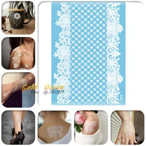 1 шт. Большой 21x15 см хна временная татуировка наклейка белый цвет GJ206 цветок кружево ювелирный дизайн тату паста для женщин тело на руку назад