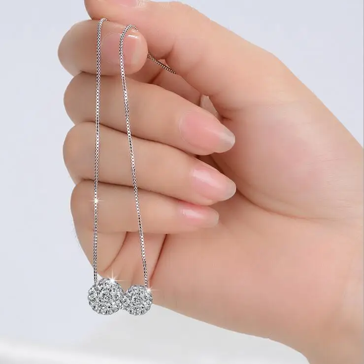 

New arrival hot sell fashion shiny crystal Shambhala female 925 sterling silver ladies`pendant necklaces short chain gift