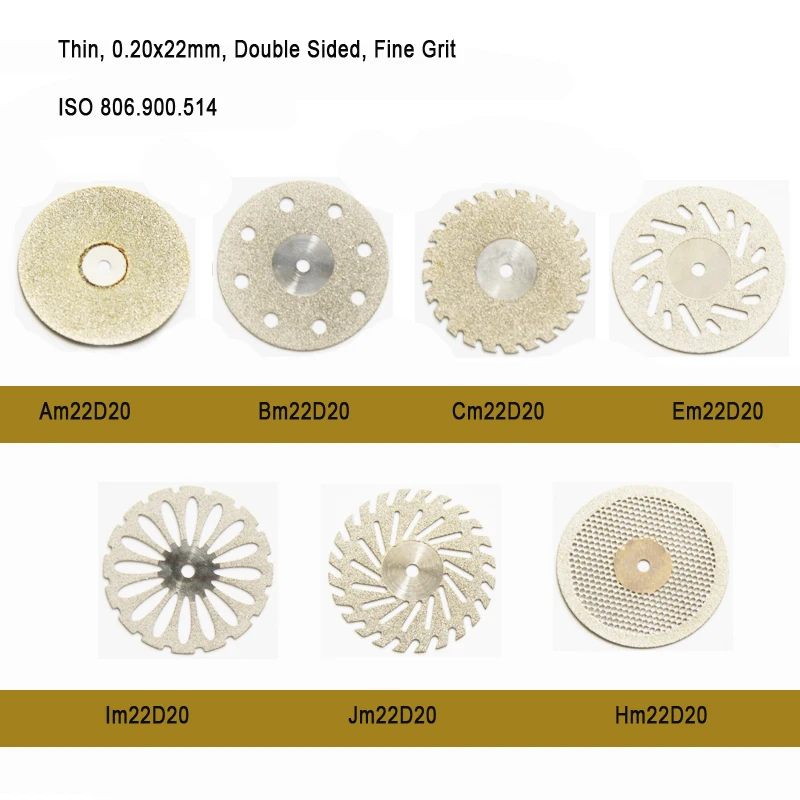 

10pcs/lot Dental Lab Fine Grit Diamond Disc Thin 0.20 x 22mm Cutting Disk with Double Sided