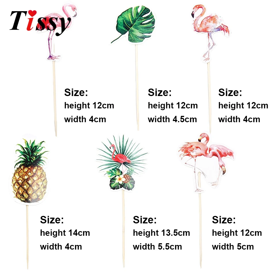 24pcs/lot DIY Pineapple Flamingo Theme Party Cake Toppers Wedding Birthday Decorations Kids Adult Cupcake Paper Supplies | Дом и сад