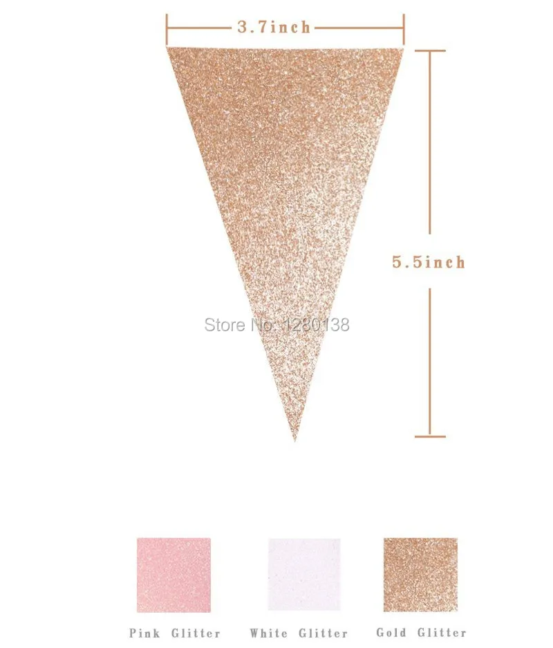 5 упаковок золотые розовые белые мерцающие бумажные флаги|bunting banner|paper flagsflag garland |