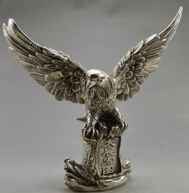 

Elaborate Chinese Collectible Old Decorated Handwork Tibetan Silver Flying Eagle On Mountain Statue