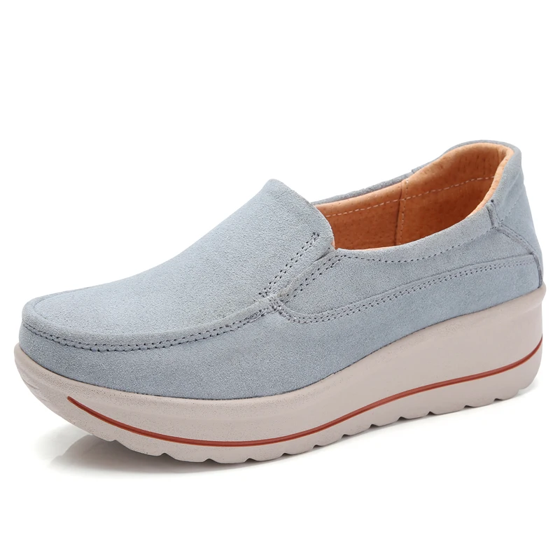 gray KL.NN.3507 Kilobili ; Женская Осенняя обувь на плоской подошве; кроссовки на платформе; цвет женские замша повседневная обувь на плоской подошве без застежки; задники, обувь на толстой резине; Мокасины - Цвет: gray KL.NN.3507