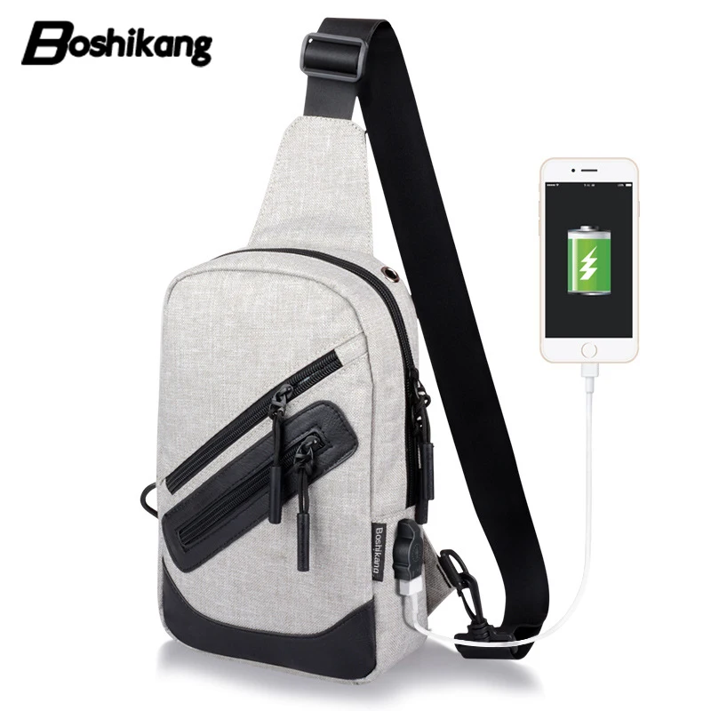 Мужская сумка на лямках Boshikang летняя нагрудная с usb-зарядкой повседневный рюкзак