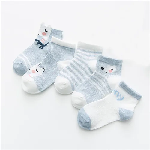 Light blue horse 5 пар/упак. детские носки летние сетчатые хлопчатобумажные колготки для новорожденных, детские носки, одежда для малышей, аксессуары - Цвет: Light blue horse