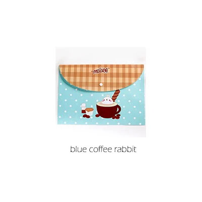 blue coffee rabbit Kawaii милый кролик сумка-файл для документов сумка водонепроницаемый файл Презентация папка Органайзер школьные офисные канцелярские принадлежности sl1217 - Цвет: blue coffee rabbit