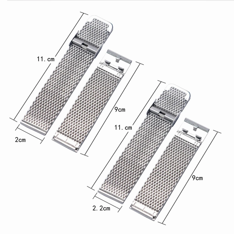 Мода 20 мм 22 серебро сеть для акулы Нержавеющая сталь часы ленточный крюк Туфли с