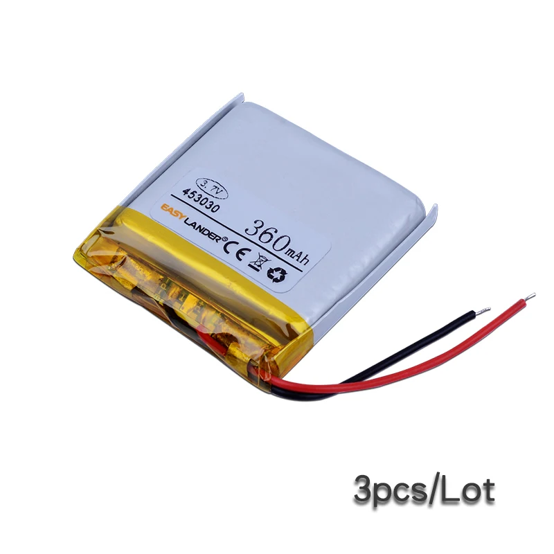 

3pcs/Lot 3.7V 360mAh 453030 Rechargeable li Polymer Li-ion Battery For bluetooth Watch pen GPS PSP PDA MP3 MP4 MP5 speaker