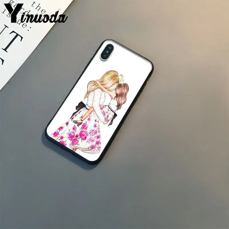 Yinuoda Модный чехол для телефона с коричневыми волосами мамы и дочки iPhone X XS MAX 6 6S 7