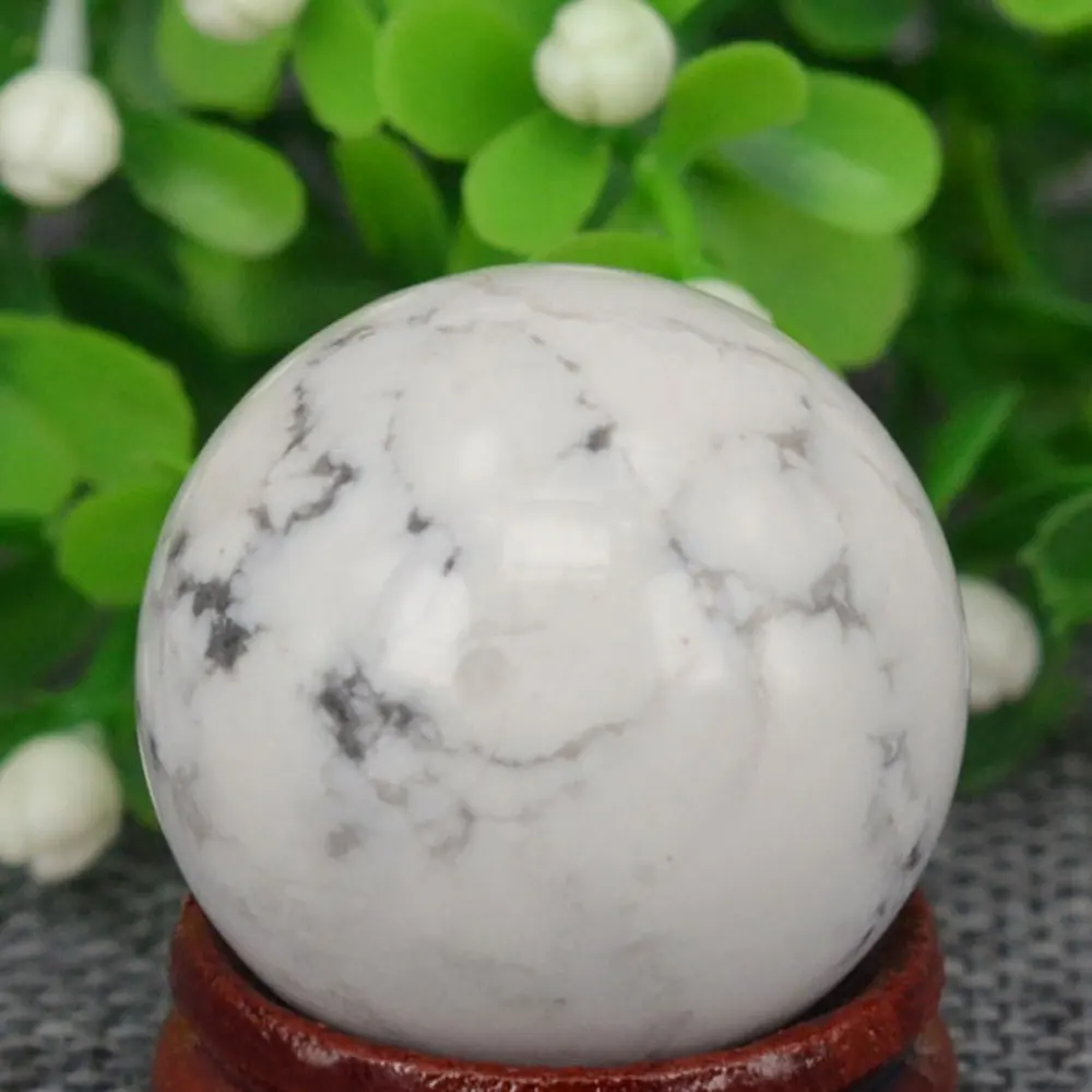 

(1.2")30MM Natural Stone White Howlite Turquoise Sphere Crystal Globe Ball Chakra Healing Reiki Stone Carving Crafts,Minerals