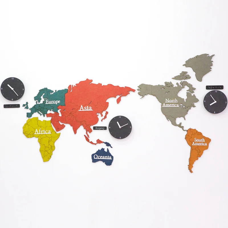 Карта мира цветные настенные часы для дома школы конференц-зала наклейки