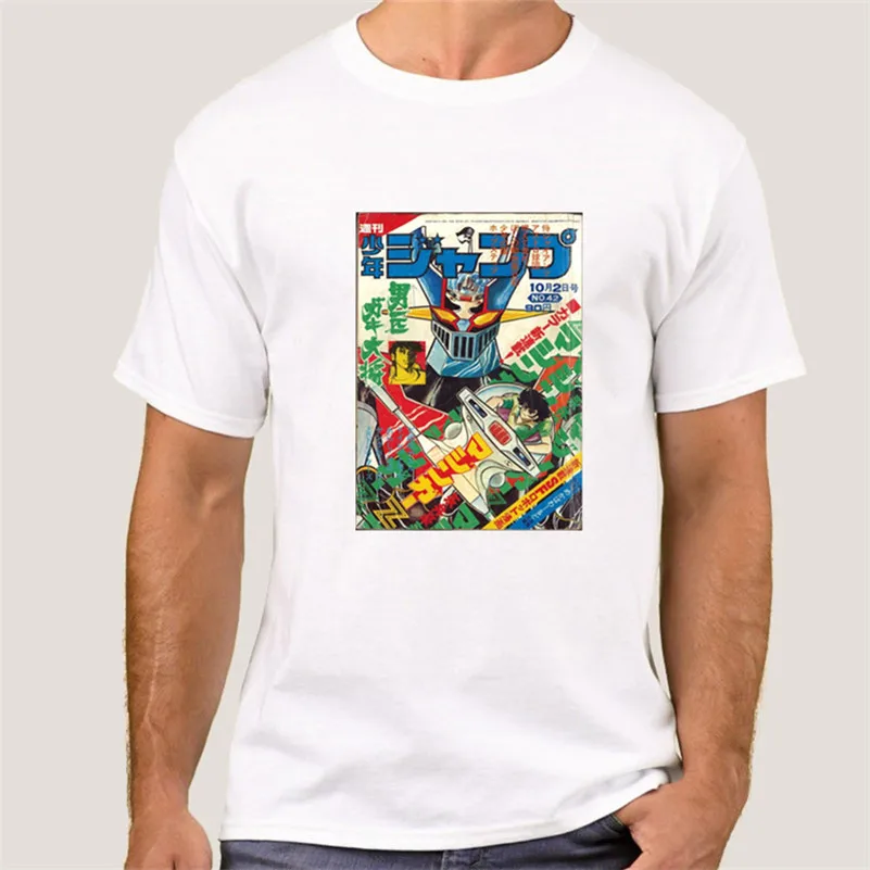 Модная аниме футболка Mazinger Z топы футболки забавная крутая мужская одежда с