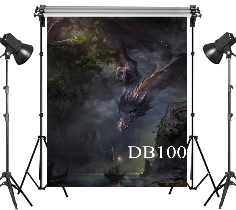 Фантастический Реалистичный Черный Дракон полиэфирный фон для студийной