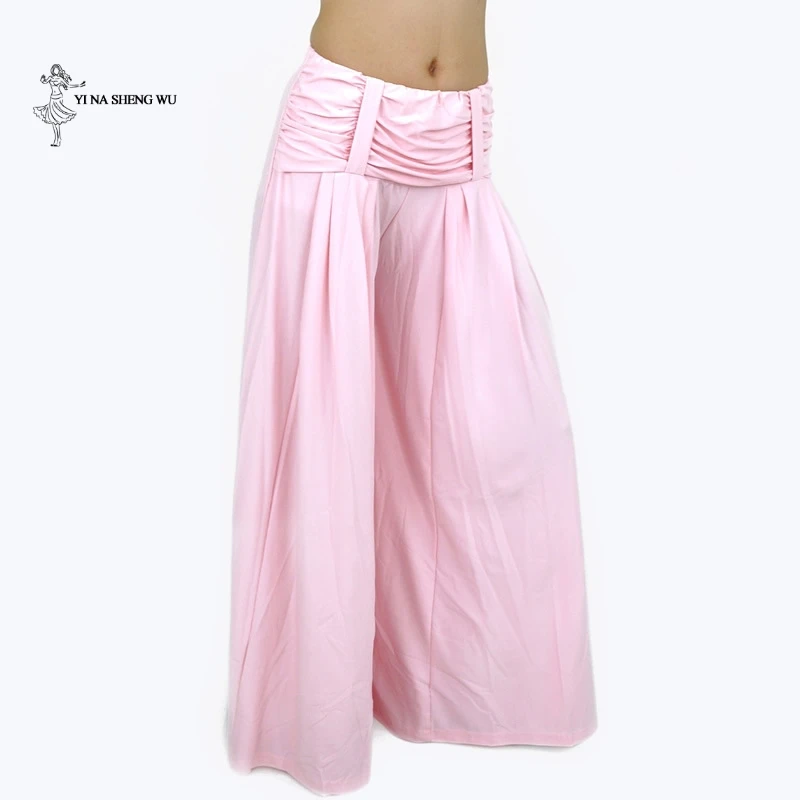 Pink Женский костюм для танца живота, тренировочные брюки размера плюс, Кристальные хлопковые длинные широкие брюки, женские брюки с этническим рисунком, индийская болливудская танцевальная одежда - Color: Pink