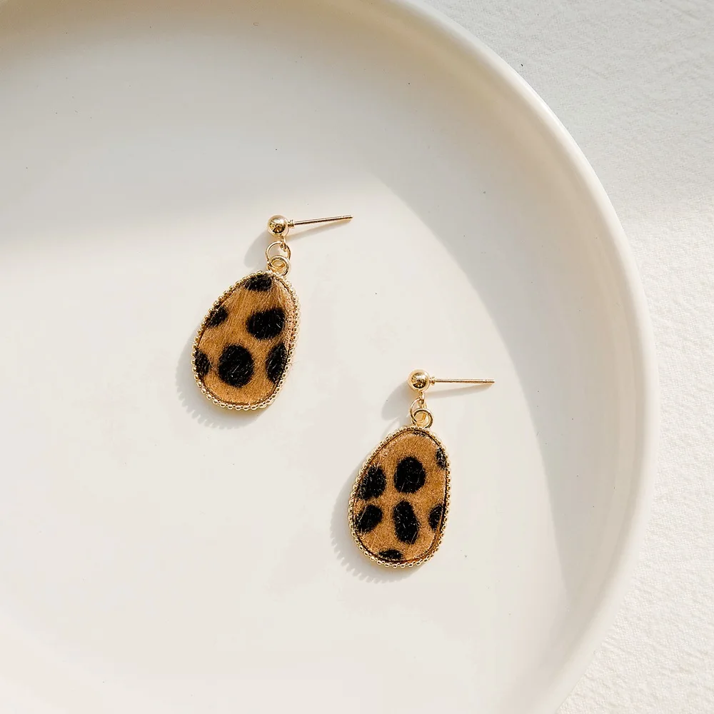 Падение Leopard Длинные висячие серьги женские золотые Цвет геометрический