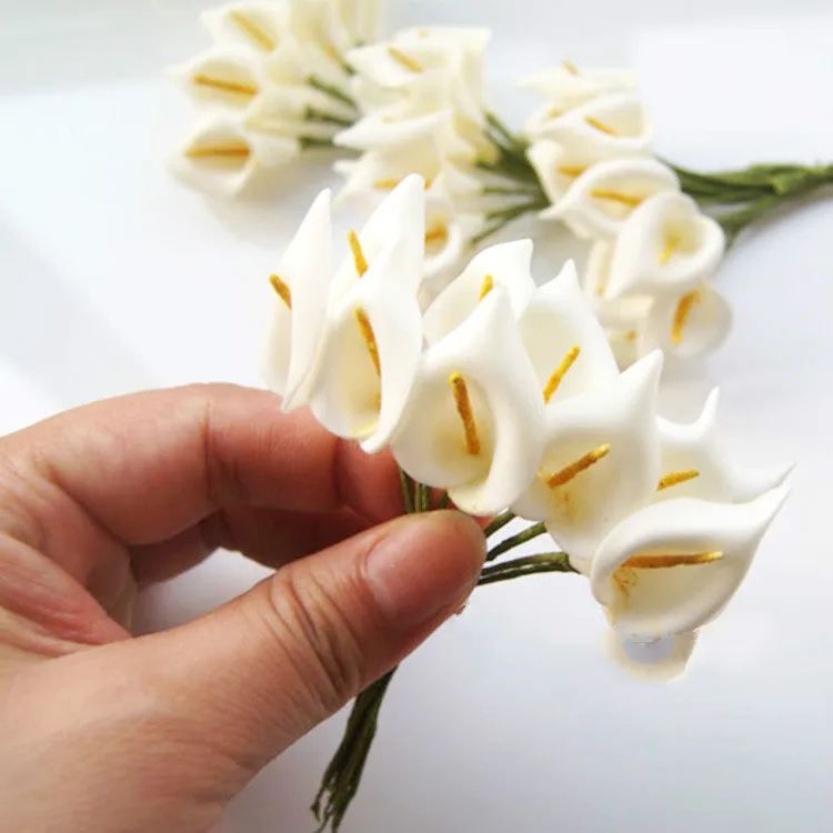 12 шт./лот эмульсионная мини молочно-белая Калла конфетная коробка кольцо Декор